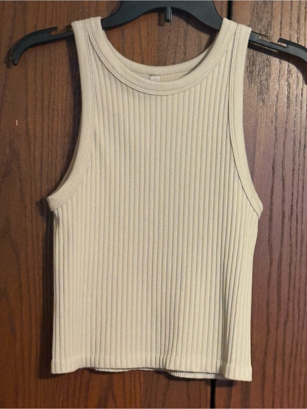Zenana Outfitters Cream Ribbed High-Neck Tank